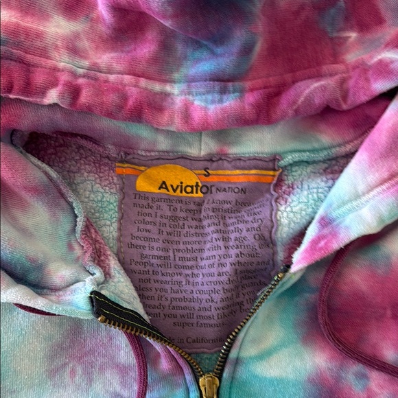 Aviator Nation Pink and Blue Tie-Dye Hoodie Size Small, Excellent Condition - Picture 4 of 4